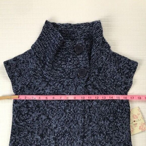 Derek Heart Cardigan Sweater Vest Juniors Medium Cap Sleeve Cowl Neck Blue NWT - Picture 8 of 10